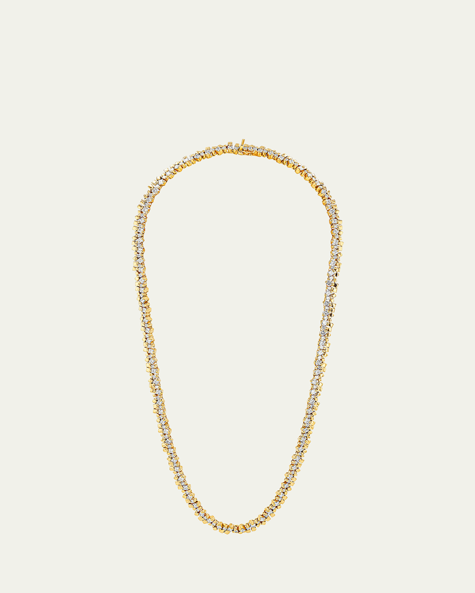 18k Yellow Gold Diamond Double Row Tennis Bracelet